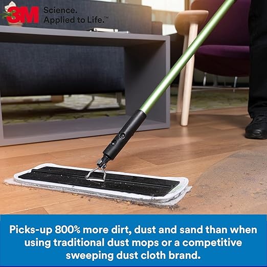 3M Easy Trap Sweep and Dust Sheets, 2 Rolls of 250 5" x 6" Sheets (500 Sheets), Disposable Easy Sweep Floor Duster, Picks Up 8x More Dirt, Dust, Sand, Hair, Works on Dry or Wet Surfaces, 55655W