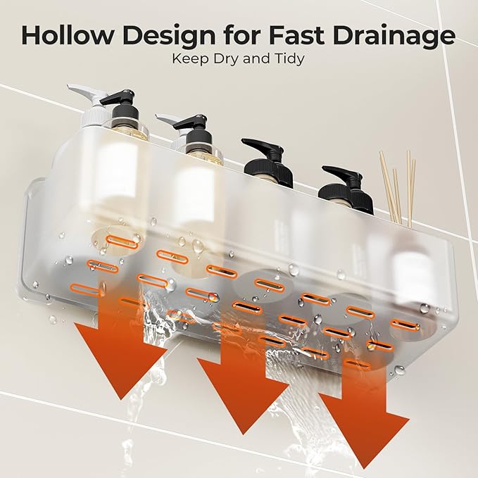Orimade Shower Caddy 3-Pack, No-Drill Adhesive Shelves for Bathroom, Rustproof ABS Storage Organizer Set, Clear