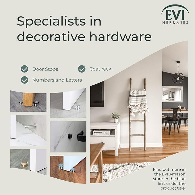 EVI | Wall Mounted Doorstop | Natural Silicone | Adhesive or Screw Installation | Brass Matte | Mod. I-254 (Brass Matte - Black Rubber)