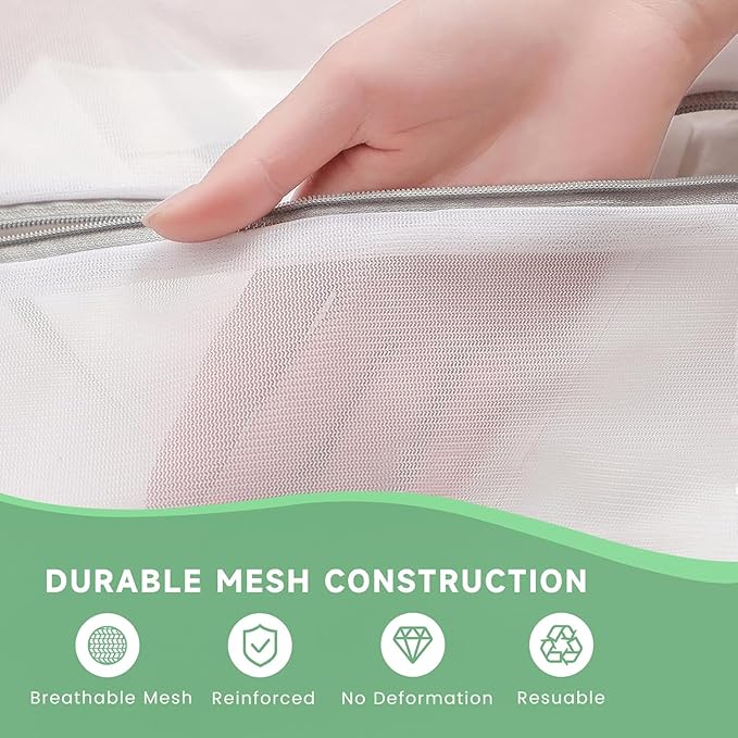 4Pcs Mesh Laundry Bags, Durable Delicate Laundry Bag for College, Dorm, Travel, Family and Apartment Dwellers, (15x20 Inches), White
