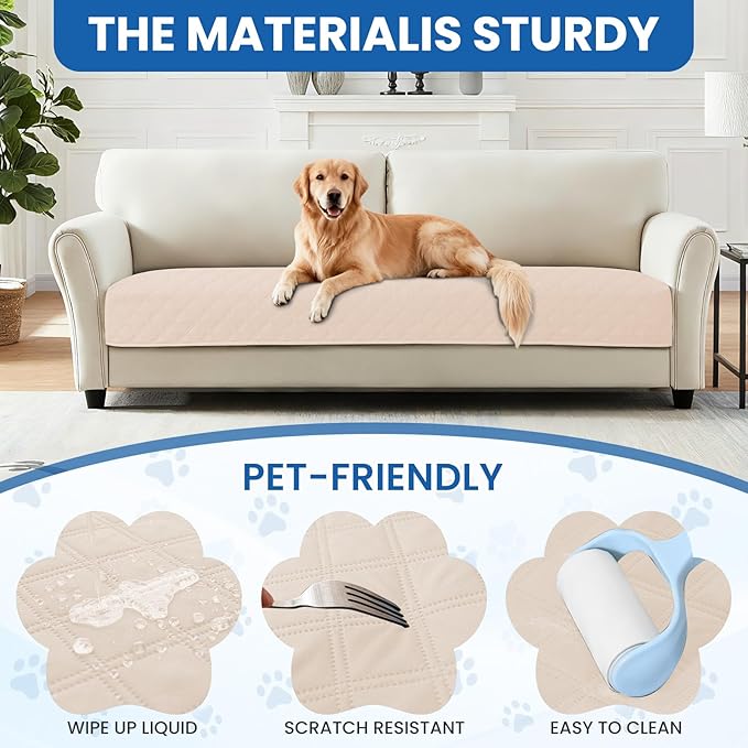 Waterproof Couch Covers for Pets, Waterproof Dog Bed Cover, Anti-Slip Soft Dog Blankets, Couch Cover for Dogs Washable, Pet Blanket for Puppy Large Dogs Cat (68x82 Inch, Beige)