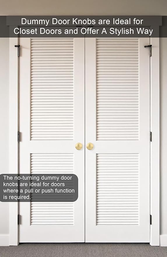 Goldenwarm Gold Closet Door Knobs, Passage Door Knobs, Brushed Gold Door knob Without Lock for Hallway, Closet(3 Pack)