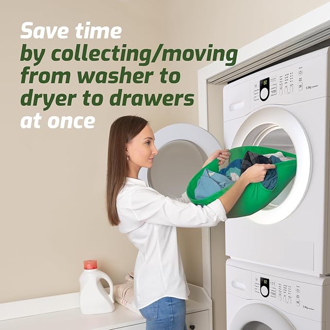 Laundry Turtle Collapsible Laundry Basket | Revolutionary Foldable Laundry Hamper | Innovative Laundry Basket for Dirty Clothes Washing & Dryer Removal Portable Laundry Grabber (Green, Small)