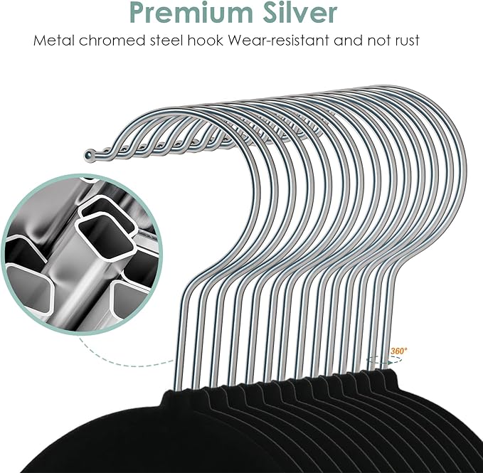 Velvet Hangers Space Saving Non Slip Pant Velvet Hangers, DUDUCOFU 8 Pack Black Multi Layer Clothes Hangers Closet Organizer for Pants Trousers Scarf