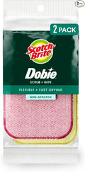 Scotch-Brite Dobie Scrub & Wipe Cloths, Sponge Cloths for Cleaning Kitchen, Bathroom, and Household, Dobie Scrub and Wipe Cloth Absorbs and Doesn't Scratch, 2 Cleaning Cloths
