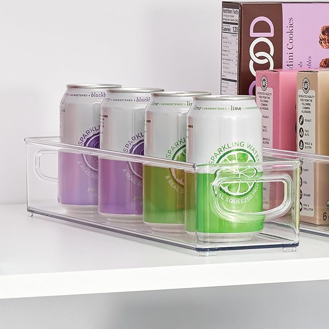 iDesign Slim Clear Plastic Storage Bin, Extra Long Narrow Stackable Organizer for Kitchen and Pantry, 4-Pack