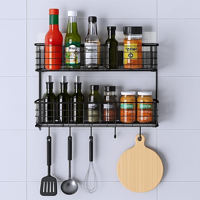 CIATBYYJ 8Pcs Shower Caddy Adhesive Hooks, Clear Strong Shower Adhesive Strips, No Drilling Waterproof Wall Hooks for Corner Showers Caddy, Bathroom Storage Shelves and Kitchen Racks 6×14 CM