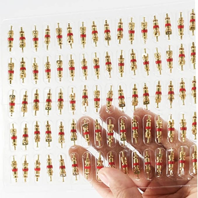 100 Pcs Car Tire Valve Stem Cores, Premium Nickel Plated Auto Valve Cores, Universal Vehicle Tire Repair Valves for Cars, SUVs, Bicycles, Trucks, Motorcycles