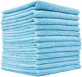The Rag Company - All-Purpose Microfiber Terry Cleaning Towels - Commercial Grade, Highly Absorbent, Lint-Free, Streak-Free, Kitchens, Bathrooms, Offices, 300gsm, 12in x 12in, Light Blue (12-Pack)