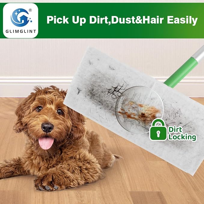 GLIMGLINT Dry Sweeping Cloths Pads Compatible with Swiffer Sweeper- Disposable Duster Refills Mop Pads for Cleaning Dust, Hair, Dirt, Disposable Duster Mop Pad 120PK