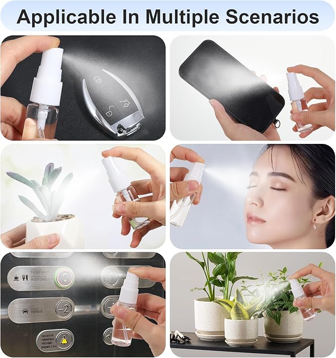 Mini Travel Spray Bottle, 8 Pcs 0.5 oz Portable Mini Spray Bottle Travel Safe Sealing for Outing Camping (Clear, 15 ml)
