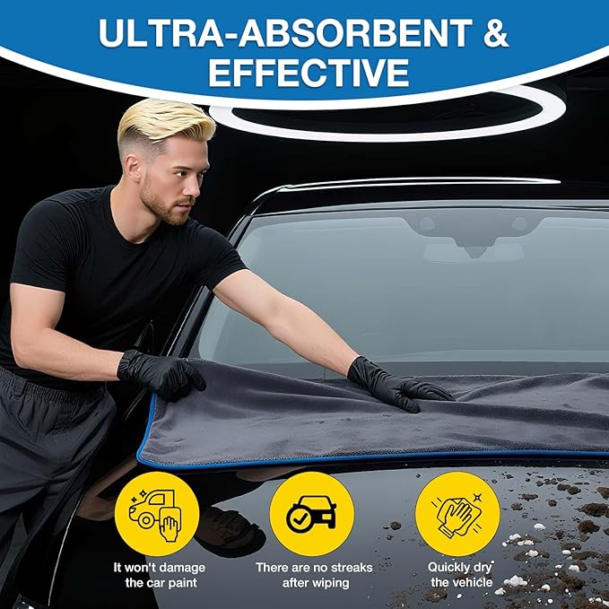71"X 24" Extra Large Microfiber Towel for Car,Ultra Absorbent Car Washing Cloth,Designed Specifically for Fast Drying Cars,No Shedding,No Streaks, Scratches or Water Spots (Grey)