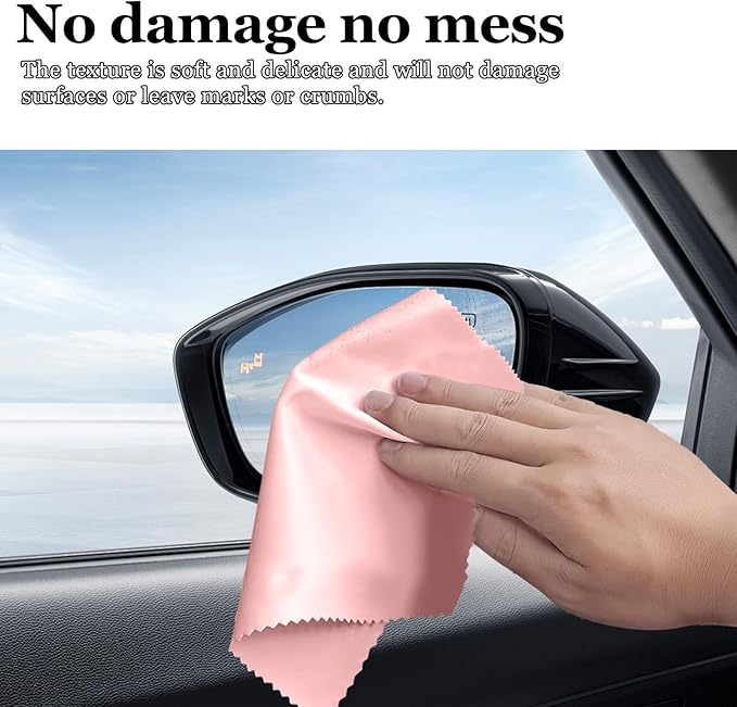 10PCS Suede Microfiber Cloths, 8"×8" Suede Cloth Cleaning Rags, Double-Sided Cleaning Cloths for Car LCD Display, Screens, Glasses, Lenses, Mirrors, Windows, Delicate Surfaces (Pink)
