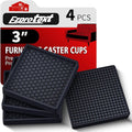 Ezprotekt Non Slip Furniture Pads, 4 Pcs 3" Anti Skid Rubber Furniture Caster Cups, Anti-Slip Furniture Coasters for Hardwood Floors, Anti Slide Floor Protectors for Bed Couch Stoppers (Black)
