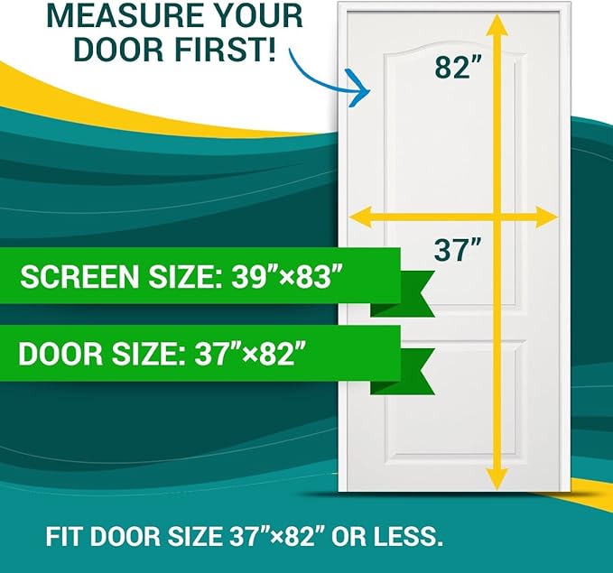 DOOREASY Magnetic Screen Door, Heavy Magnets, Loop Fully Sewn Top-to-Bottom Seal Screen Door Curtain,Quick Close No Slightest Gap(Fits Doors Up to 37"x82") Black