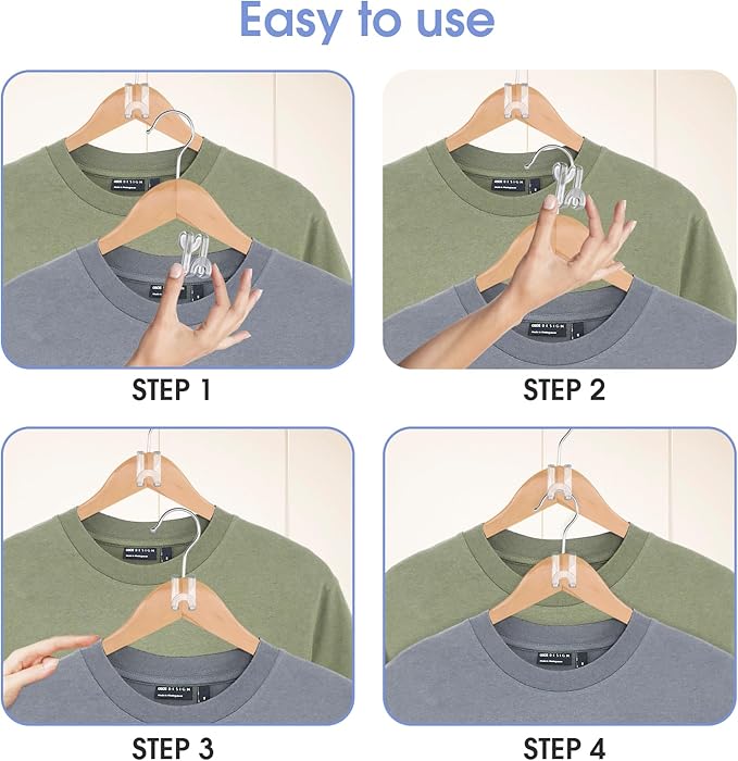 100Pcs Clothes Hanger Connector Hooks, Plastic Space Saving Heavy Duty Hanger Extender Clips for Closet Organizers, Clear