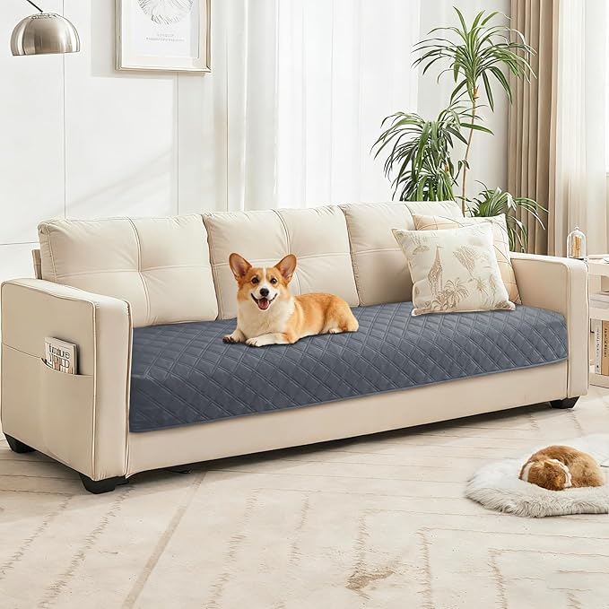 Waterproof Couch Covers for Pets, Waterproof Dog Bed Cover, Anti-Slip Soft Dog Blankets, Couch Cover for Dogs Washable, Pet Blanket for Puppy Large Dogs Cat (68x82 Inch, Dark Grey)