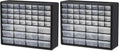 Akro-Mils 44-Drawer Plastic Drawer Storage Cabinet for Garage Organization, Bead Organizer, Building Bricks Storage, Teacher Toolbox, Makeup Organizer, 20" W x 6" D x 16" H, 10144 Black (Pack of 2)