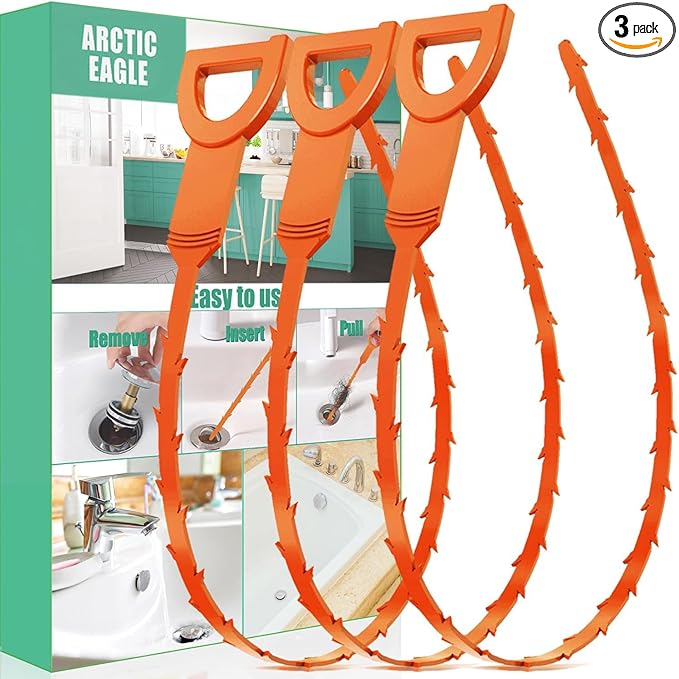 Drain Snake Hair Drain Clog Remover - 3 Pack Shower Snake Sink Unclogger Tool with Exquisite Packaging