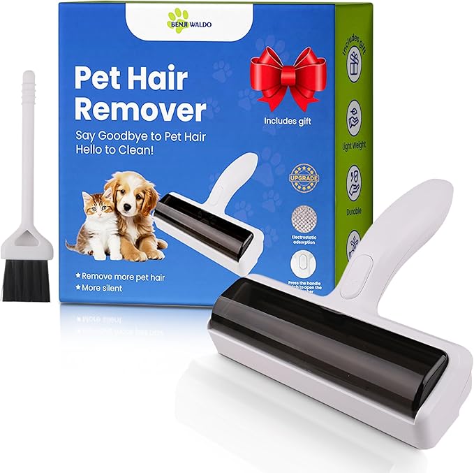 Benji Waldo Pet Hair Remover, Reusable Roller for Cat and Dog Hair Remover for Furniture, Couch, Carpet and Car Seats, for Pet Lovers Stocking Stuffers, Eco-Friendly, No Refills Needed