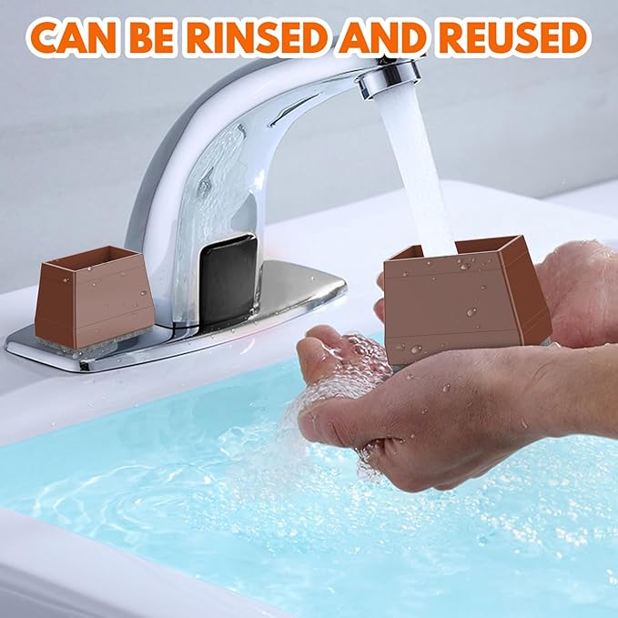 Rectangle Chair Leg Protectors for Hardwood Floors,16 PCS Silicone Covers to Protect Wood Tile Floors Felt Pads Furniture Leg Caps Reduce Noise. Easy to Move.(Brown,0.5 x 2 Inch,Rectangle)