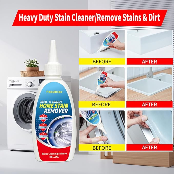 Home Stain Remover Gel – Stubborn Stain Cleaner No Harsh Scrubbing Required (Front Loader Washing Machine Seal Washing Machine Seals, Sinks & Tiles | No-Slip Formula | 8H Penetration)