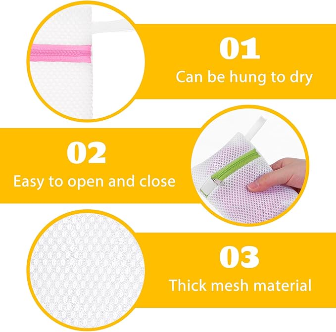 6 Pcs Small Mesh Laundry Bag Lingerie Bags for Washing Delicates for Delicates Washing Machine Underwear Washings Bag Small Foldable Wash Bags for Home Travel White 5.5 x4.3inch