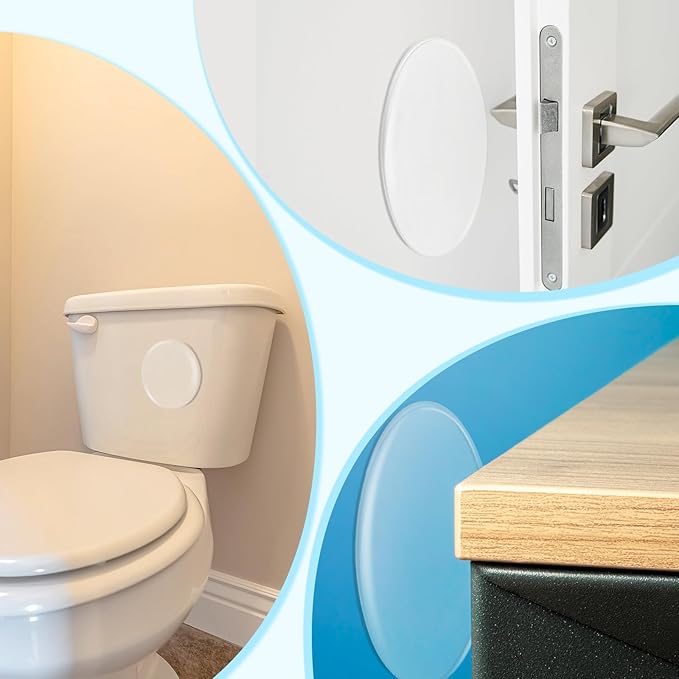 Nosiny 8 Pack Door Knob Protector Plastic 5 Inch White Self Adhesive Door Knob Protector Avoids Handle Damage (Clear)