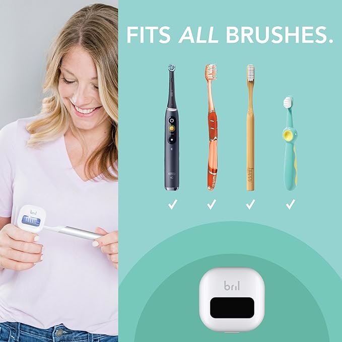 Bril UV-C Toothbrush Sanitizer, Portable Cleaner, Travel Cover, Magnetic Holder, and Rechargeable Case for Any Size Toothbrush, White