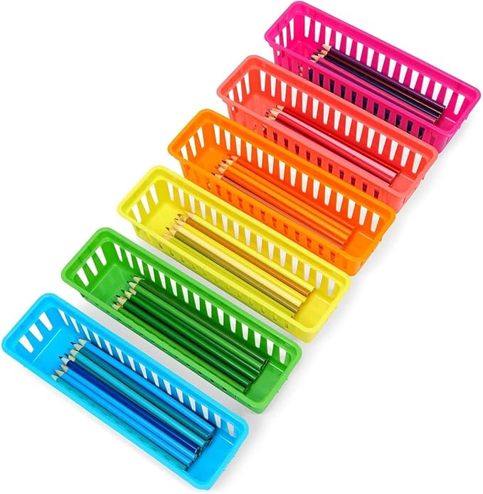 Juvale 24-Pack Pencil Holder Trays and Organization Baskets - Plastic Caddy for Desk and Elementary Teacher Supplies for Classroom Decoration