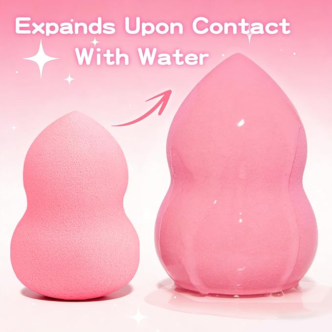 15pcs Pink Makeup Sponge Set, Non-Latex Wet & Dry Dual Use Foundation Sponge for Flawless Application, Reusable & Washable, Ultra Soft Powder Puff Blenders for Cream, Liquid & Powder Makeup
