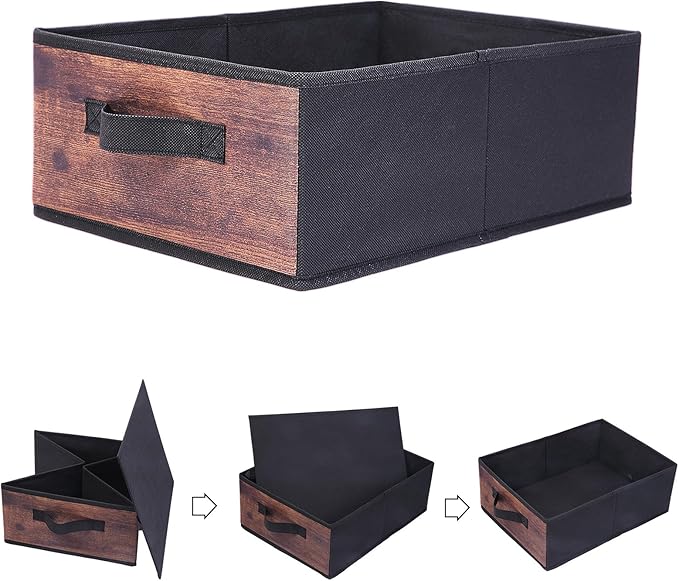BOMKEE Clothings Collapsible Storage Bins, Foldable Organizers and Storage Baskets Cube Storage Bin for Bedroom Living Room (4 Pack, MZWL, 15.4x11.4x5.5inch)