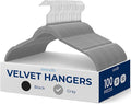 SereneLife 100 Pack Shirt Hangers, Heavy Duty Non-Slip Velvet Hangers with 360° Swivel Hooks, Slim Space-Saving Design for Tops, Jackets, Blouses, & Strappy Dresses (Gray)