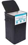 BIRDROCK HOME Square Laundry Hamper with Lid and Cloth Liner, Medium Basket with Soft Handles, Durable Collapsible Fabric Bin for Clothes,Towels, Dorm, Narrow Closet, Bedroom, Dirty Laundry - Espresso