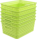 Plastic Storage Woven Basket Bins, 6 Packs