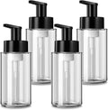 Foaming Soap Dispenser, 10 oz/300ml Foaming Hand Soap Dispenser, 4 Pack Glass Dispenser for Bathroom & Kitchen, Clear Refillable Foam Dispenser Bottle with Waterproof Labels