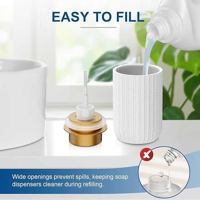 Ceramic Foaming Soap Dispenser, 12 oz Bathroom Foam Hand Soap Dispenser, Refillable Lotion Soap Dispenser with Removable Pump for Kitchen Hand Wash Dispenser, Modern Home Decor (Speckled White)