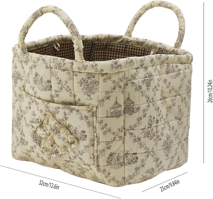 Boho Fabric Storage Basket, Large Capacity Laundry Basket, 12.2'' x 10.23'' x 10.23'' Collapsible Laundry Hamper with Easy Carry Handles (B Multi-Color 1, L)