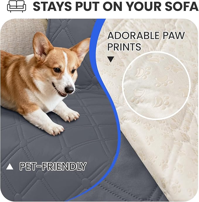 Waterproof Dog Bed Cover Pet Blanket, Soft Couch Cover for Dogs Washable, Non-Slip Dog Blanket Protect Furniture Couch Sofa Car for Puppy Large Dogs Cat (30x53 Inch, Dark Grey)