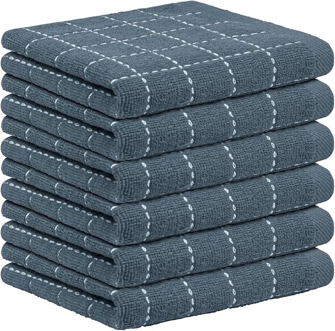 Nialnant 6 Pack Dish Cloths for Washing Dishes, 100% Cotton Reusable Cleaning Rag,Ultra Soft Absorbent, Quick Drying Dish Towels for Kitchen,12x12 Inches Grey