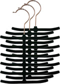 3-Pack Non-Slip Velvet Tie Hanger Organizer Rack by Home Basics | 360° Rotatable Hook | Holds 12 Ties Each | Versatile for Belts and Scarves | Slim Design