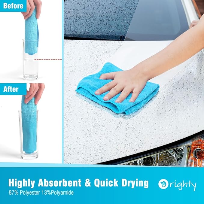 Orighty Microfiber Cleaning Cloth, 150 Pack Microfiber Towels for Cars, Highly Absorbent Car Cleaning Supplies, Lint Free Cloths Clean Rags for Car Care, House, Kitchen, 12x11 inch