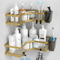 Corner Shower Caddy Organizer Shelf: 2Pack Adhesive Shower Rack, No Drilling Stainless Steel Shower Storage Shelves for Bathroom Kitchen (Gold)