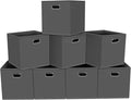 Fabric storage bins Cubes, Fabric Cube Organizer with Handle, Foldable Cube Bins for Cloth or Accessary Storage, 11x11x11, Set of 8, (Gray)