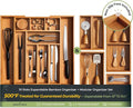 6-Piece Bamboo Drawer Organizer Set, 2.2" Deep Multi-Use Organizers for Utensils, Silverware, Cutlery, Desk, Bathroom, Junk Drawer & Makeup, Non-Slip Feet Included.