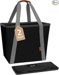 STORAGE MANIAC Collapsible Laundry Caddy, 128L (34 Gal) Large Collapsible Laundry Basket with Sturdy Metal Wire Frame, Long Carry Handles - Space-Saving, Foldable Laundry hamper, 2 Pack Black