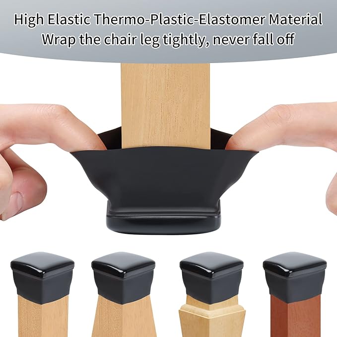 Ezprotekt 8 Pcs Chair Sliders for Carpet, Square Carpet Teflon Furniture Pads, Chair Glides for Carpet, Bar Stool Leg Protectors Caps, Furniture Sliders for Table, Chair, Sofa Legs (XL Fit: 1.5" - 2")