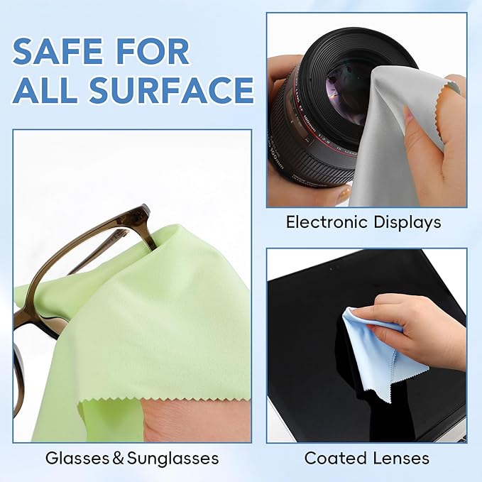 60-Pack Microfiber Cleaning Cloths for Glasses, 6x7 Inch Premium Lens Cleaning Cloth for Screens, Cameras, Eyeglasses, Cell Phone, LCD TV Screens，Assorted Colors
