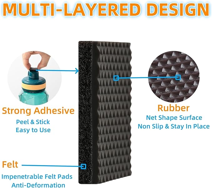 Furnigear Non Slip Furniture Pads - Self Adhesive Rubber Anti Skid Pads Grippers Rubber Chair Feet Furniture Pads for Hardwood Floors -Protectors for Furniture Table Legs Anti Slip 128 Pcs 3/4" Square