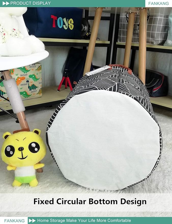FANKANG Storage Basket, Nursery Hamper Canvas Laundry Basket Foldable with Waterproof PE Coating Large Storage Baskets for Kids Boys and Girls, Office, Bedroom, Clothes,Toys（Black Magic cube）